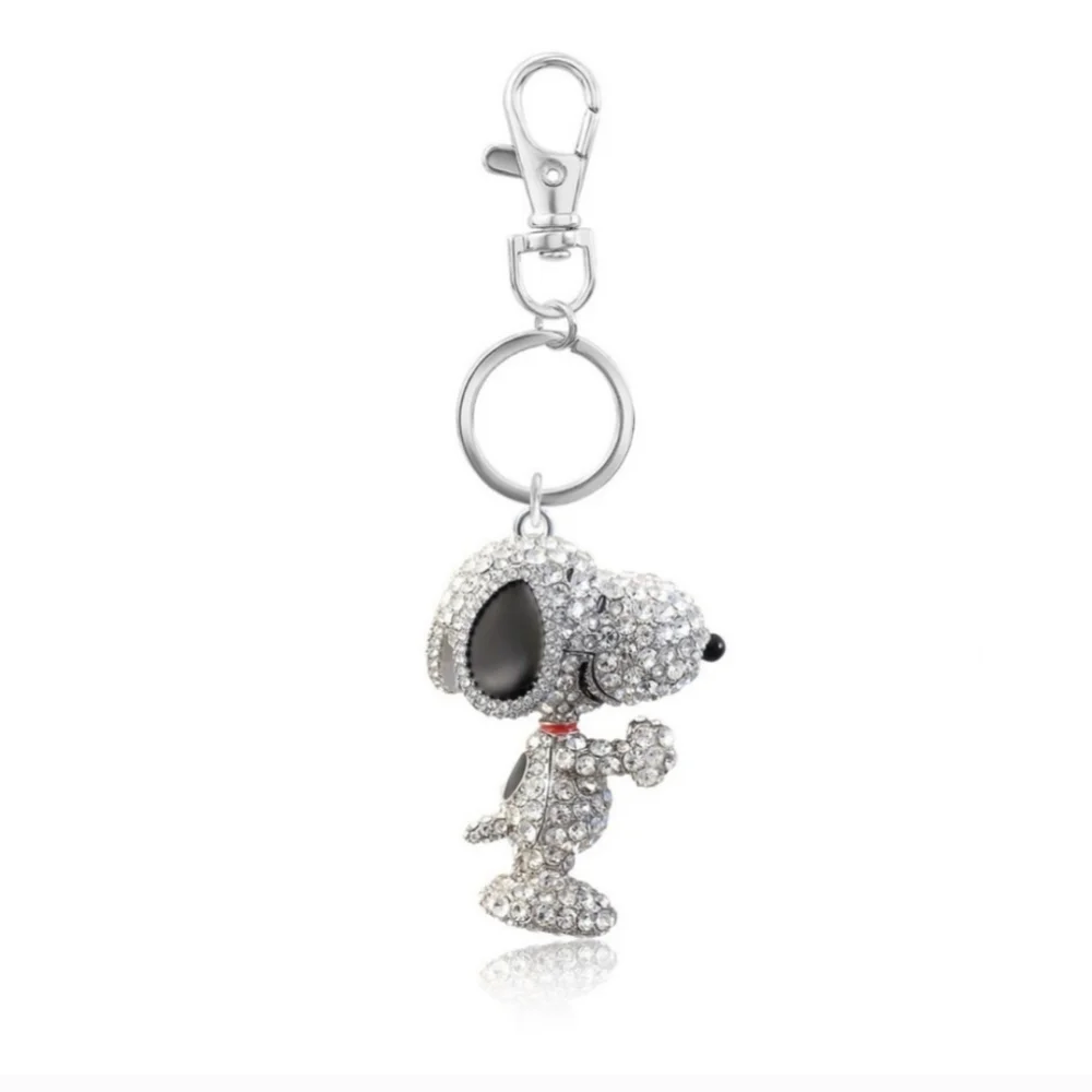🩶▪️Peanuts▪️snoopy Crystal Bling 3D Keychain-Sparkling peanut bag Charm